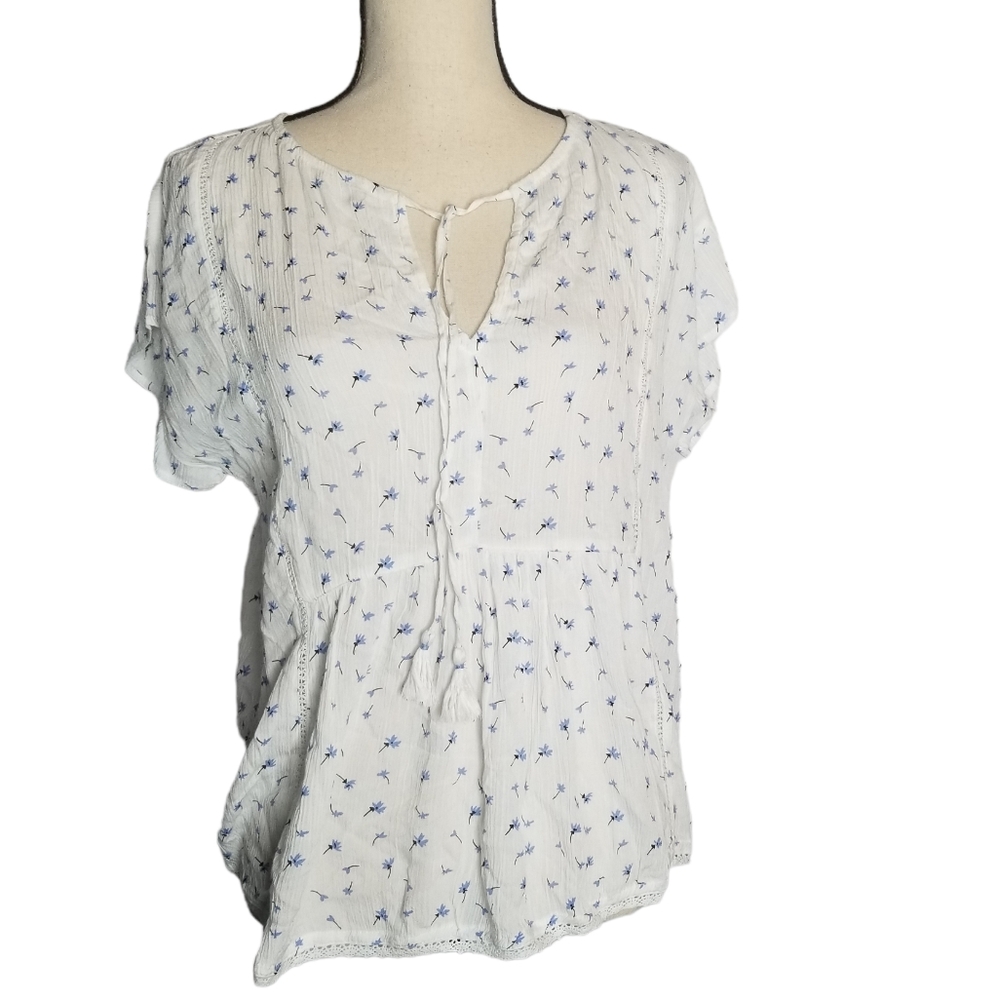 NWT SPRINGFIELD Women's  Boho Style Tie Front Blouse Size 2